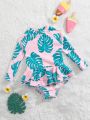 Baby Tropical Print Peplum One Piece Swimsuit
