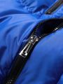 Men's Zipper Front Drawstring Hooded Padded Jacket