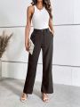 SHEIN Essnce Women's Solid Color Suit Pants