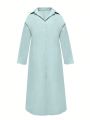 Plus Size Solid Color Long Sleeve Shirt Dress