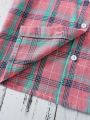 Teen Girls' Classic Plaid Short Sleeve Shirt For Summer