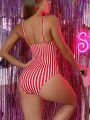 SHEIN Swim Vcay Striped Ruched One Piece Swimsuit