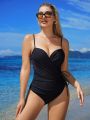 SHEIN Swim Basics One Piece Swimsuit With Push Up And Steel Ring