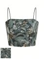 Isa Taval Women'S Sleeveless Leaf Print Camisole Top