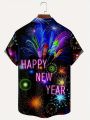 Men's Fireworks And Letter Print Shirt