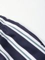 Men's Random Stripe Drawstring Beach Shorts