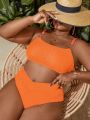 SHEIN Swim Vcay Plus Size Solid Color Swimsuit Suit