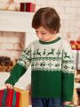 SHEIN Toddler Boys Christmas Pattern Sweater