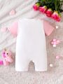 Baby Girl Cartoon Graphic Contrast Sleeve Romper