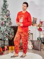 Men Christmas & Cartoon Graphic Loungewear Top