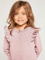 SHEIN Little Girls' Long Sleeve Casual Sweater Jumpsuit With Round Neck