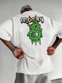 Manfinity EMRG Men's Oversized Drop Shoulder Round Neck T-Shirt With Letter Print