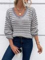 SHEIN LUNE Striped Pattern Drop Shoulder Sweater