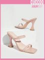 Cuccoo Everyday Collection Square Toe Mule High Heeled Sandals