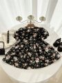 Baby Girl Black Flower Print Dress