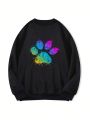 Plus Paw Print Thermal Lined Sweatshirt