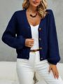 SHEIN Frenchy Drop Shoulder Button Front Cardigan