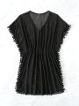 Women's V-Neck Patchwork Ball Gown Blouse Dress