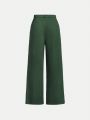 SHEIN Tween Girls' Fashionable Solid Color Woven Straight Wide Leg Pants For Casual Street Style