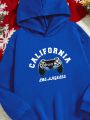 Boys' Youth Warm Lined Hoodie With Letter & Game Console Print Pattern