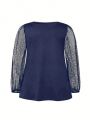 Plus Size Women'S Long Sleeve Sheer Mesh Top