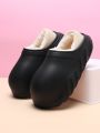 Women's Fashionable & Simple Black Holes Shoes, Waterproof & Warm Slippers, Suitable For Home And Garden, Fall & Winter