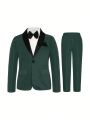 Boys' Color Block Mandarin Collar Gentleman Suit, Youth