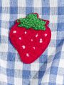 SHEIN Baby Girl's Casual And Sweet Strawberry Plaid Patchwork Ruffle Hem Shirt Shorts Set