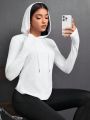 Daily&Casual Women's Drawstring Hooded Sport Sweatshirt