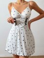 Heart Print Bowknot Decorated Cami Sleep Dress