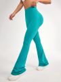SHEIN Daily&Casual Ladies' Solid Color High Waisted Flared Sports Pants