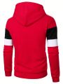 Manfinity Men's Colorblock Letter Printed Drawstring Hoodie