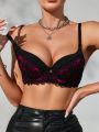 Ladies' Sexy Lace & Rhinestone Decor Bra With Underwire