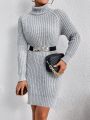 SHEIN Essnce Turtleneck Raglan Sleeve Sweater Dress