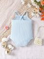 Baby Girls' Flower Decorated 3d Applique Strap Bodysuit