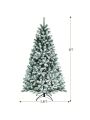 Costway 6ft Pre-lit Snow Flocked Hinged Christmas Tree w/ 928 Tips & Metal Stand