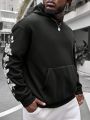 SHEIN Knitted Casual Hoodie With Print On The Back (For Plus Size Men)