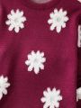 Casual & Cute Flower Detail Sweater For Teenage Girls