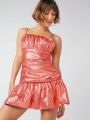 Girls Dont Cry Metallic Ruched Bust Dress