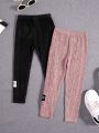 SHEIN Young Girl 2pcs Street Style Solid Color Leggings