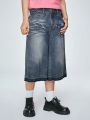 ROMWE Street Life Guys Frayed Hem Washed Denim Mid Shorts