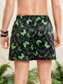 SHEIN Teenager'S Casual Game Controller & Letter Print Swimsuit Short Sets