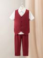 SHEIN Kids FANZEY 3pcs/Set Tween Boys' Gentleman Suit