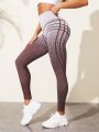 Striped Print Wide Waistband Sports Leggings