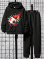 Boys' Soccer Print Hooded Sweatshirt And Sweatpants Set