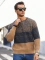 Men's Color Block Round Neck Long Sleeve Sweater