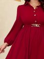 Plus Size Women's Lantern Sleeve Shirt Dress