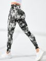 SHEIN Yoga Floral Tie-Dye Sports Leggings