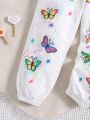 SHEIN Kids HYPEME Young Girl Letter & Butterfly Print Pants