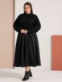 SHEIN Mulvari Plus Size Solid Color Long Sleeve Dress